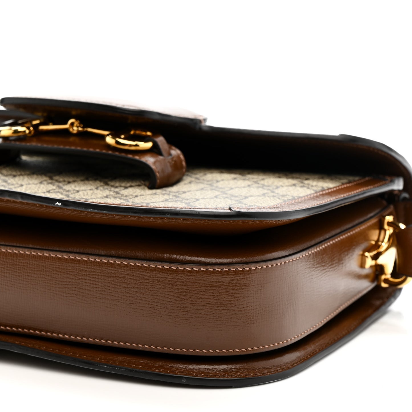 GG Supreme Monogram Horsebit 1955 Shoulder Bag Beige Brown Sugar
