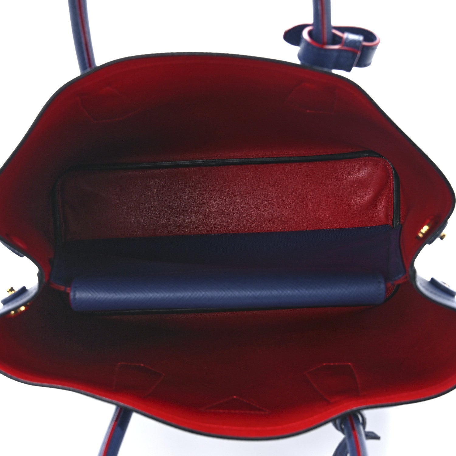 Prada Saffiano Cuir Medium Double Bag Bleuette Rosso 5 of 12