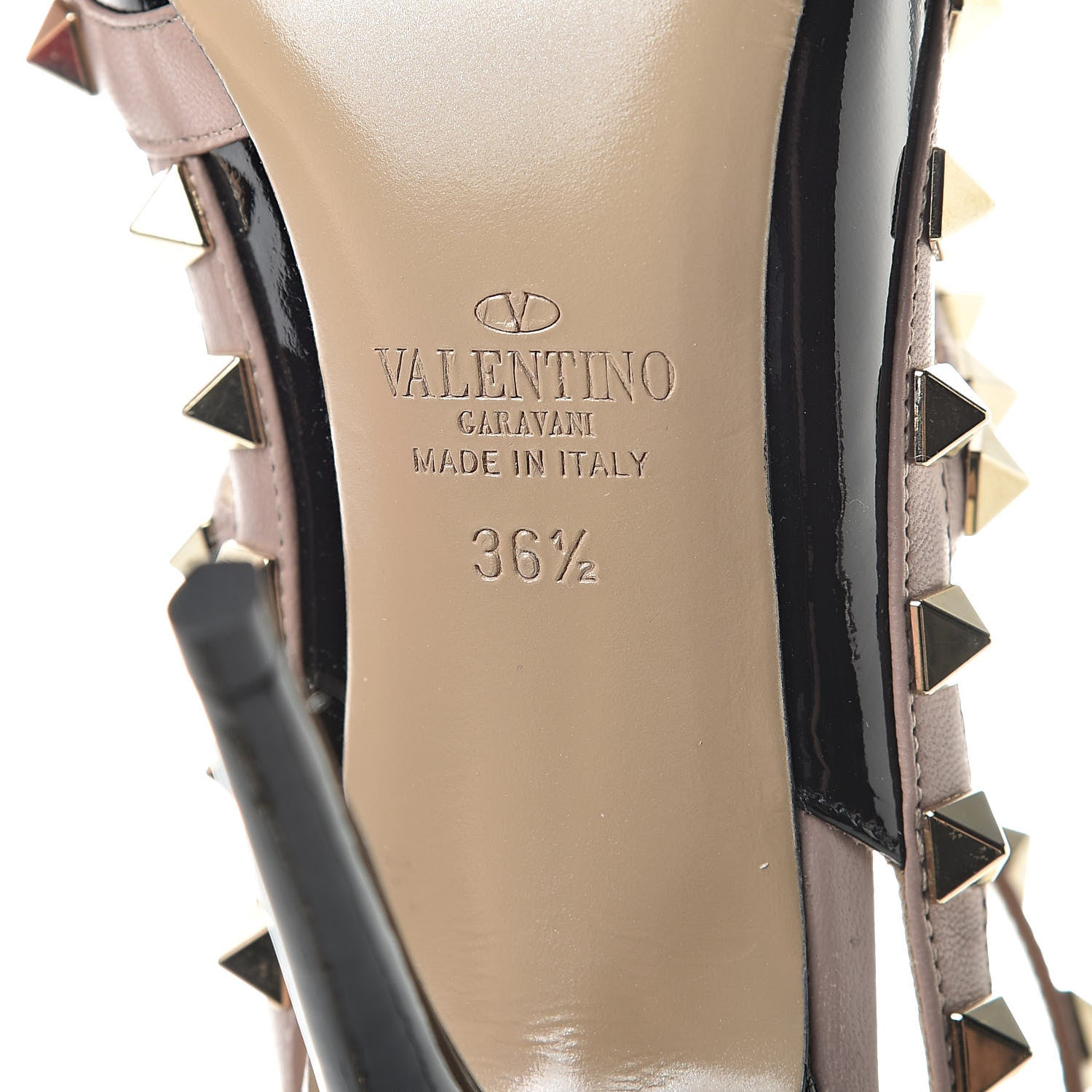 Valentino Garavani Patent Nappa Rockstud Ankle Strap 100mm Pumps 36.5 Black Poudre 7 of 10