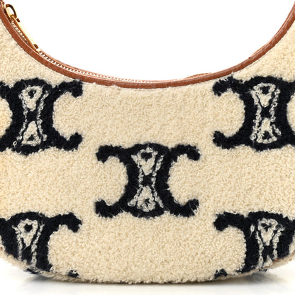 Celine Bouclette Embroidered Ava Triomphe Shoulder Bag Navy Tan 9 of 11