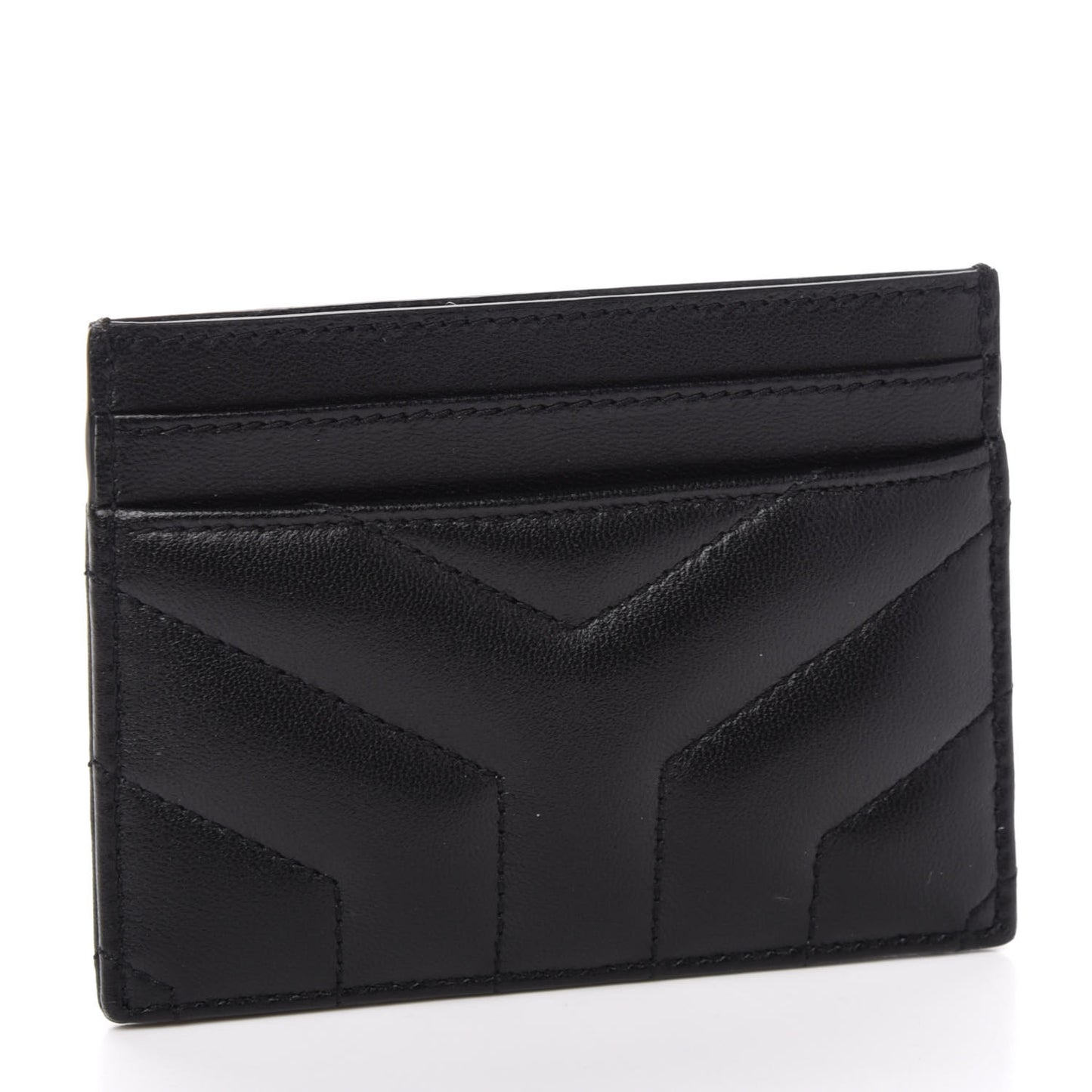 Calfskin Y Quilted Monogram LouLou Credit Card Case Black