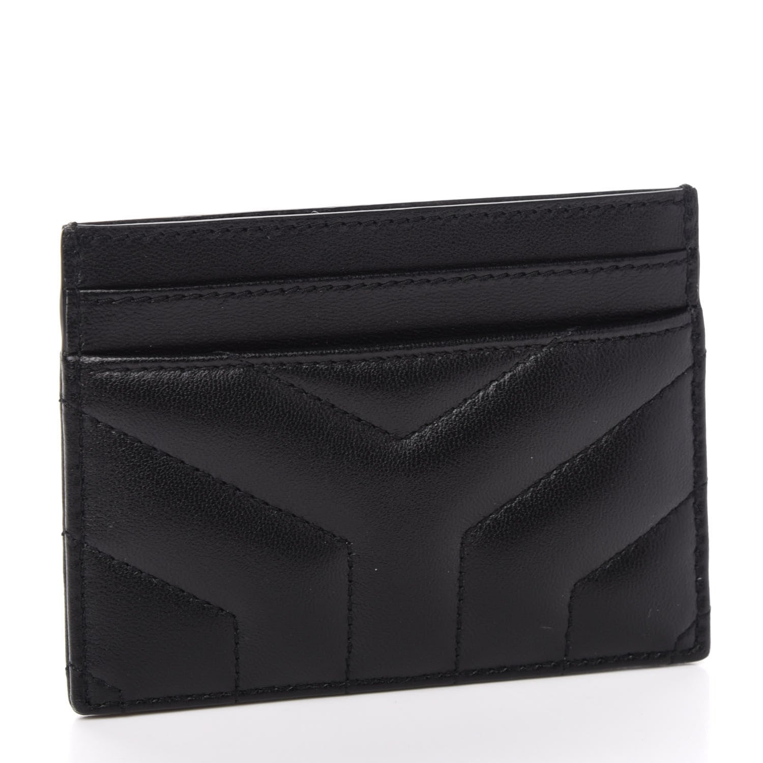 Saint Laurent Calfskin Y Quilted Monogram LouLou Credit Card Case Black 3 of 9