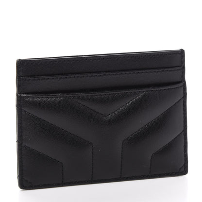 Saint Laurent Calfskin Y Quilted Monogram LouLou Credit Card Case Black 3 of 9