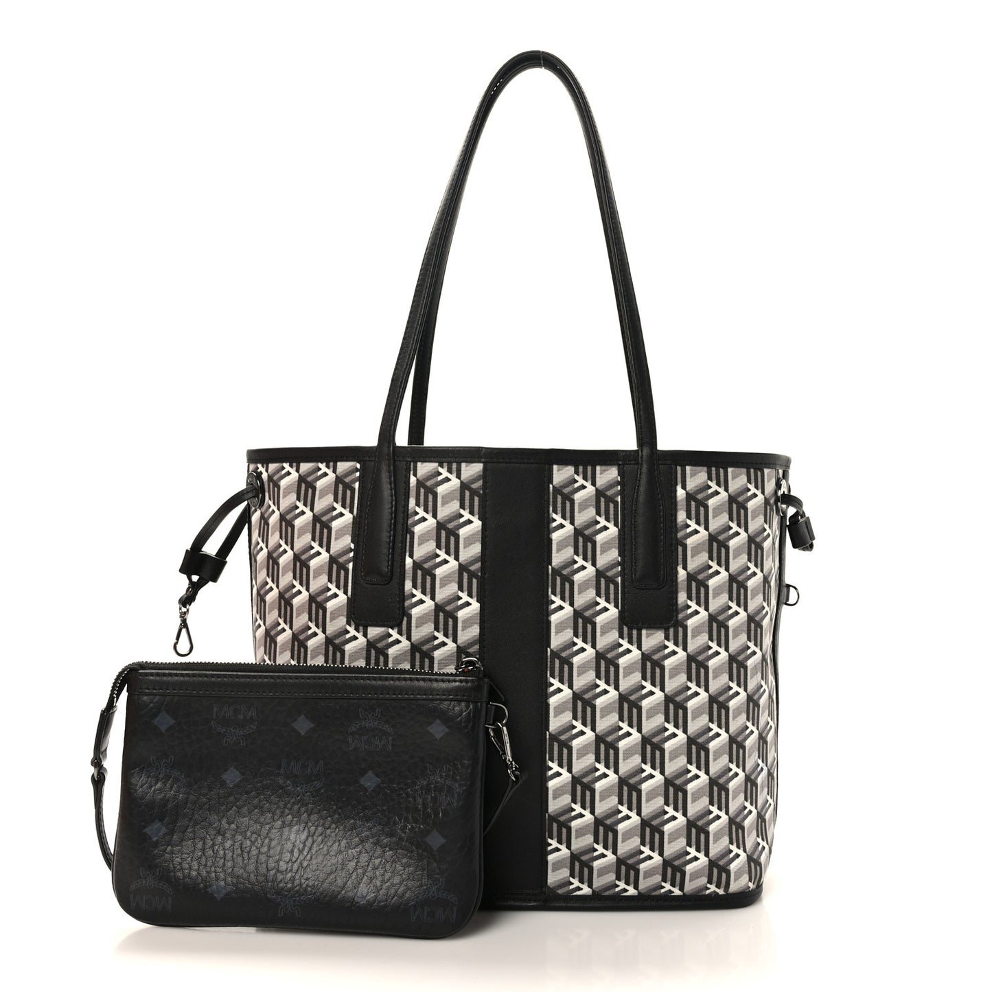 Visetos Nappa Canvas Medium Reversible Shopper Tote Black