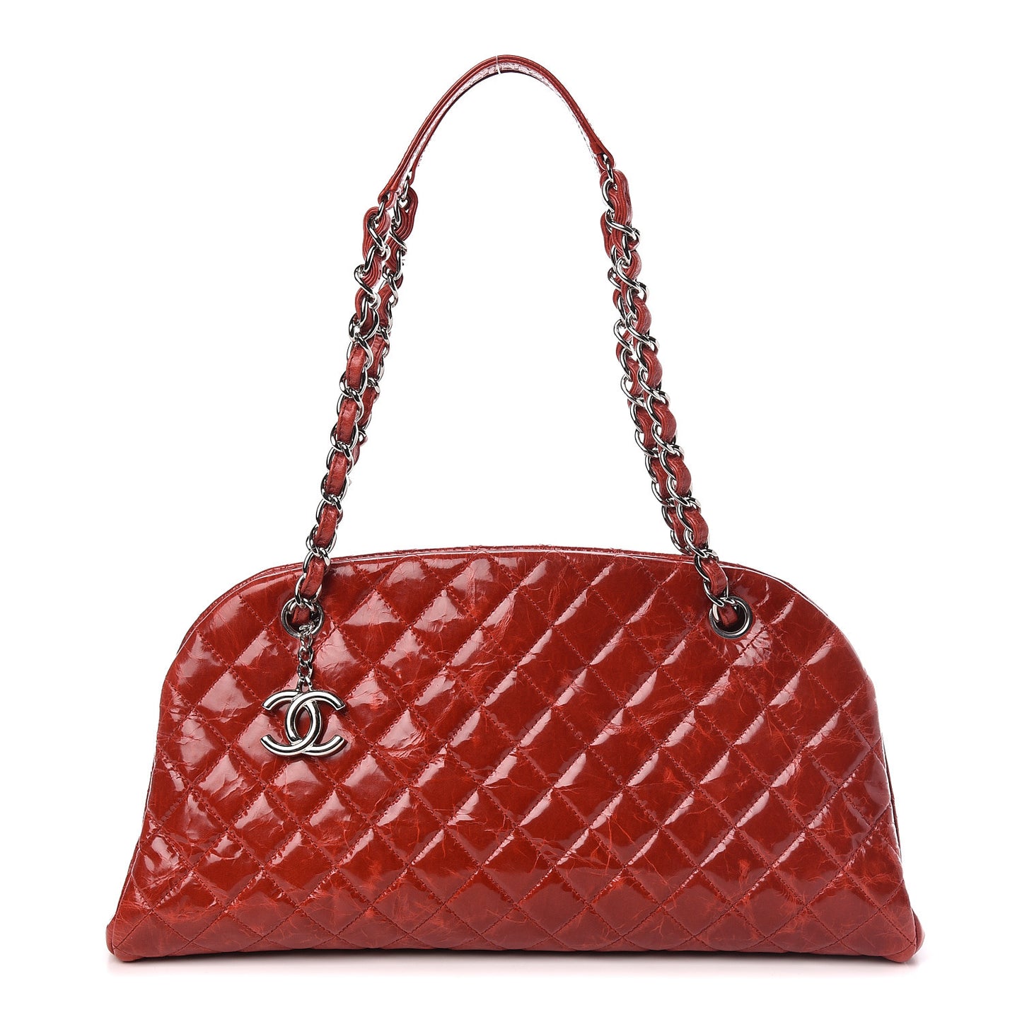 Glazed Calfskin Quilted Medium Just Mademoiselle Red