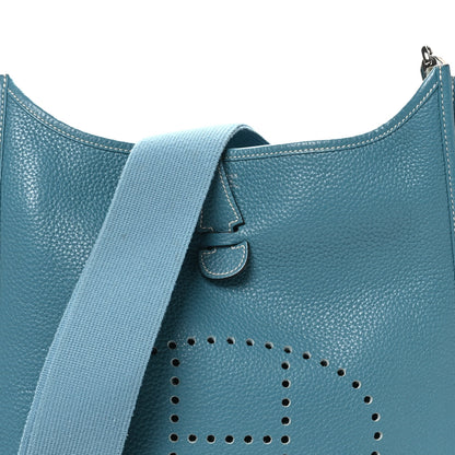 Hermes Taurillon Clemence Evelyne III PM Blue Jean 8 of 10