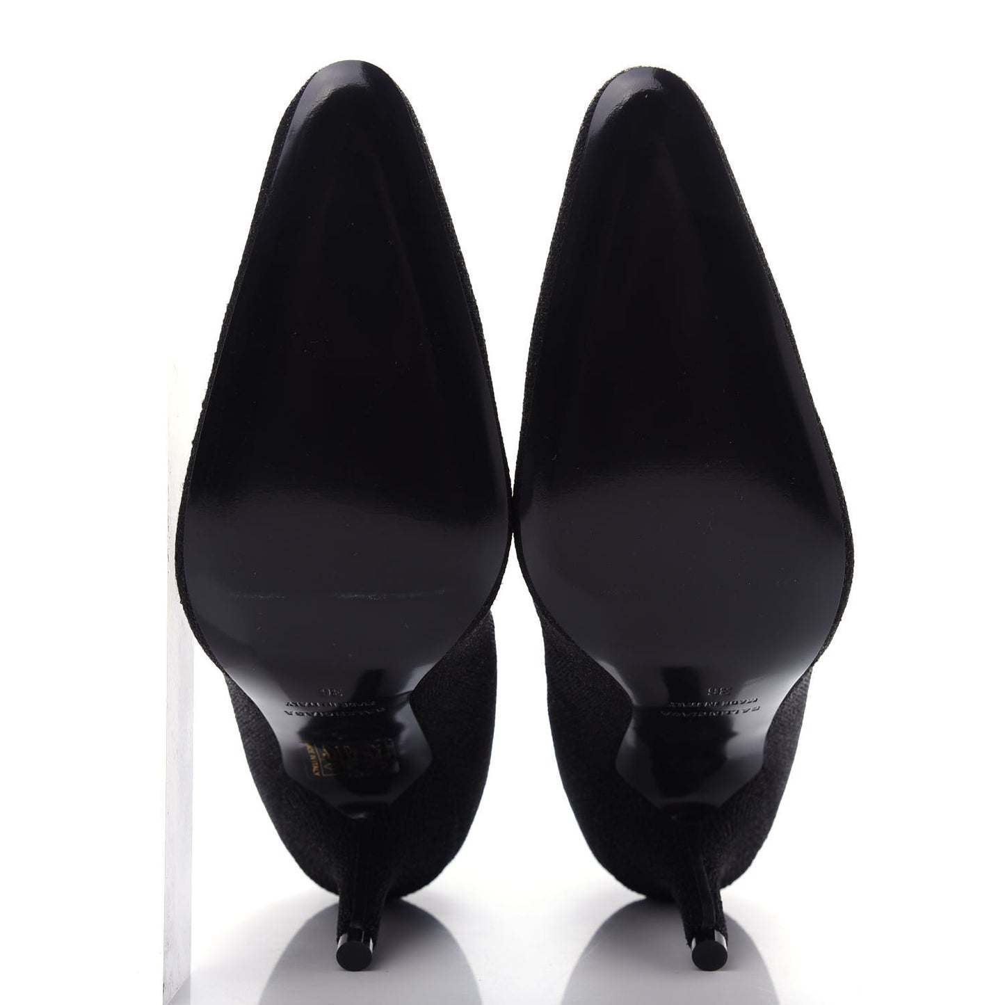 Knit Round Toe Knife Booties 36 Black
