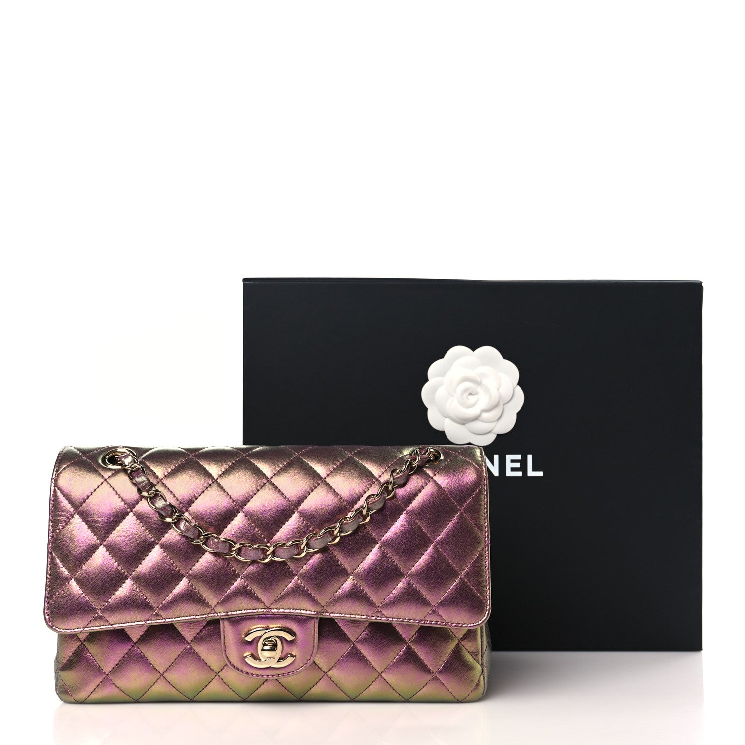 Chanel Iridescent Lambskin Quilted Medium Double Flap Purple 10 of 10