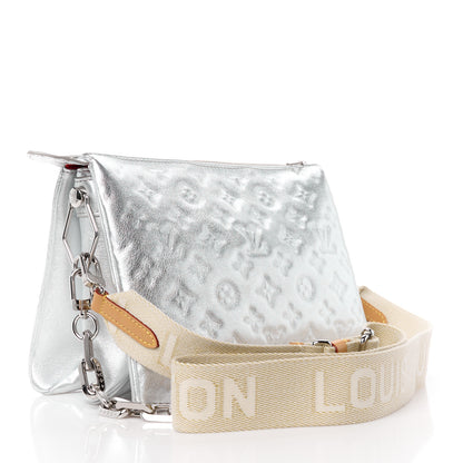 Louis Vuitton Metallic Lambskin Embossed Monogram Coussin BB Silver 3 of 12