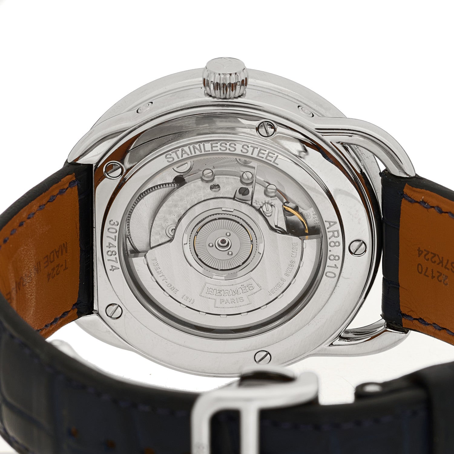 Hermes Stainless Steel Alligator 43mm Arceau Grande Lune Automatic Watch Bleu Abysse 4 of 5