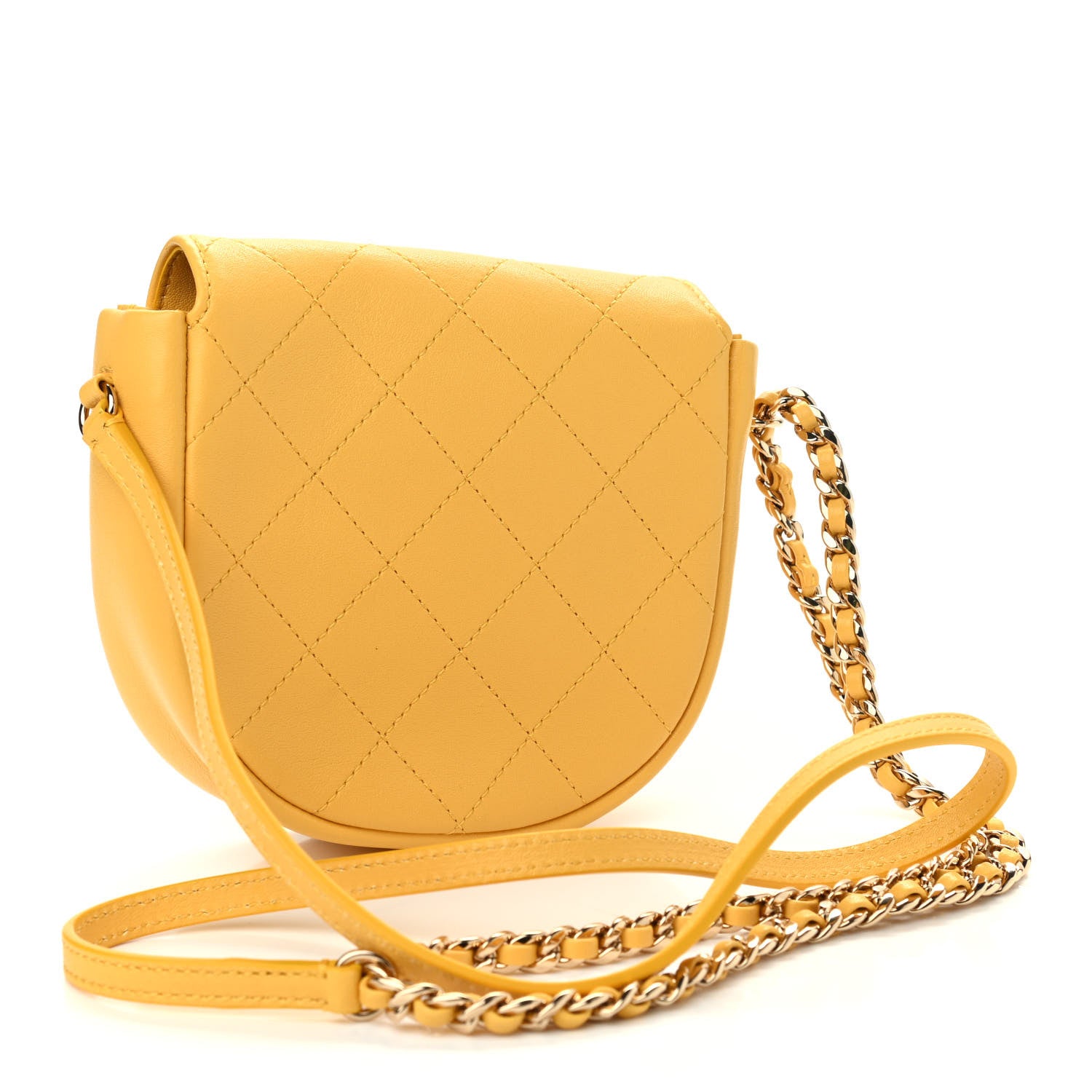 Chanel Goatskin Stitched Casual Trip Messenger Flap Yellow 3 of 9