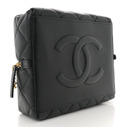 Chanel Calfskin Quilted Square Top Handle Vanity Case Black 4 of 11