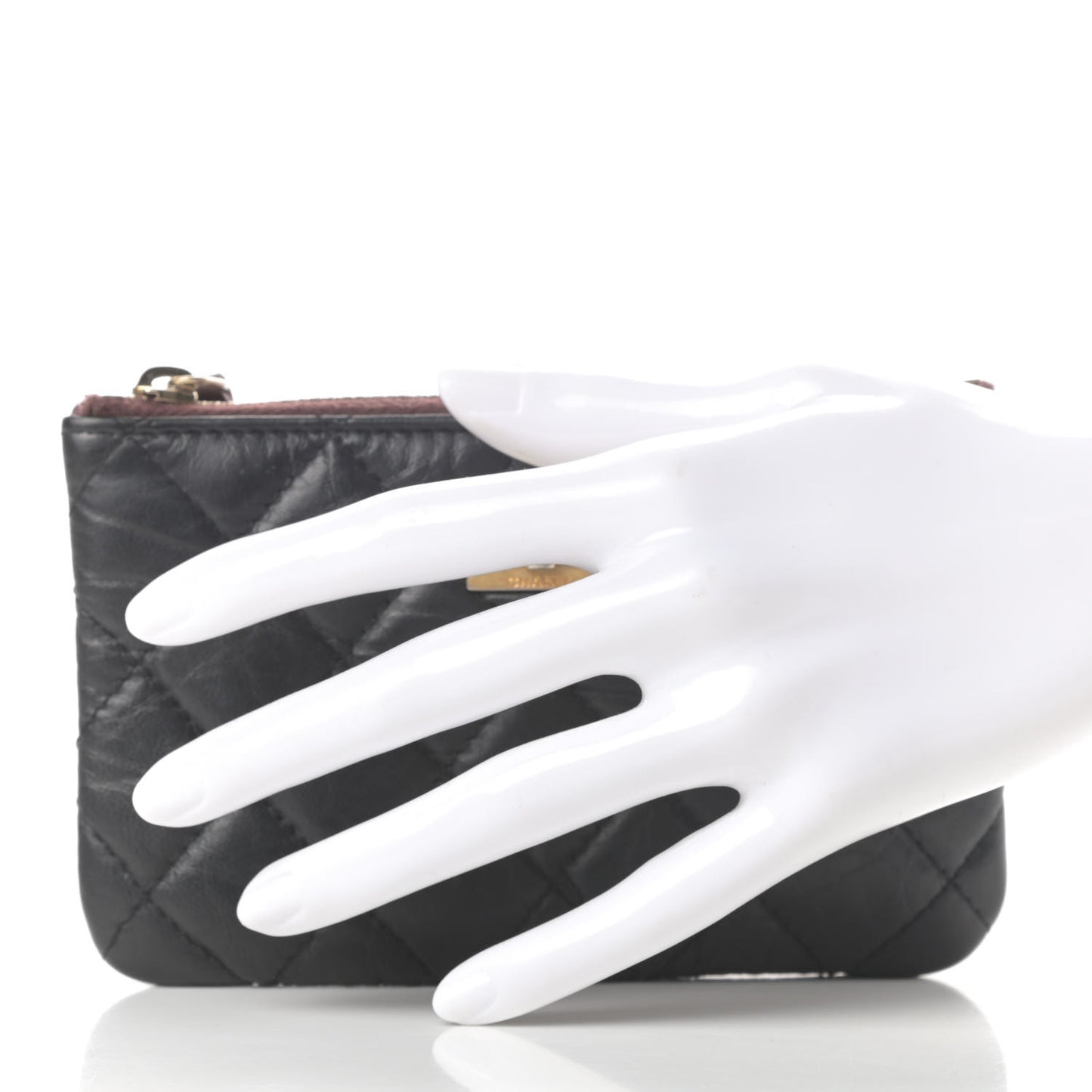 Aged Calfskin Quilted Small Reissue Cosmetic Case Black