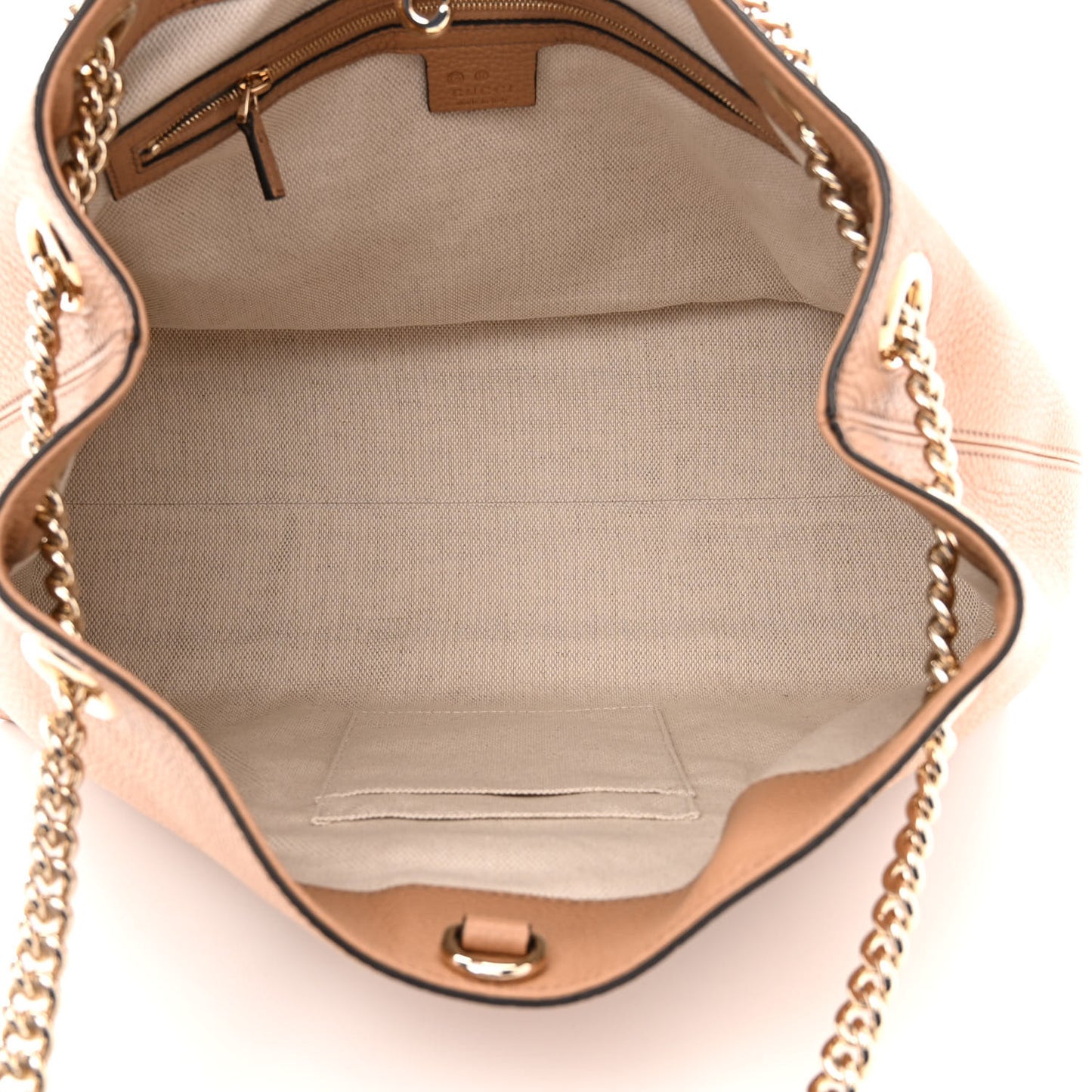Pebbled Calfskin Medium Soho Chain Shoulder Bag Camelia