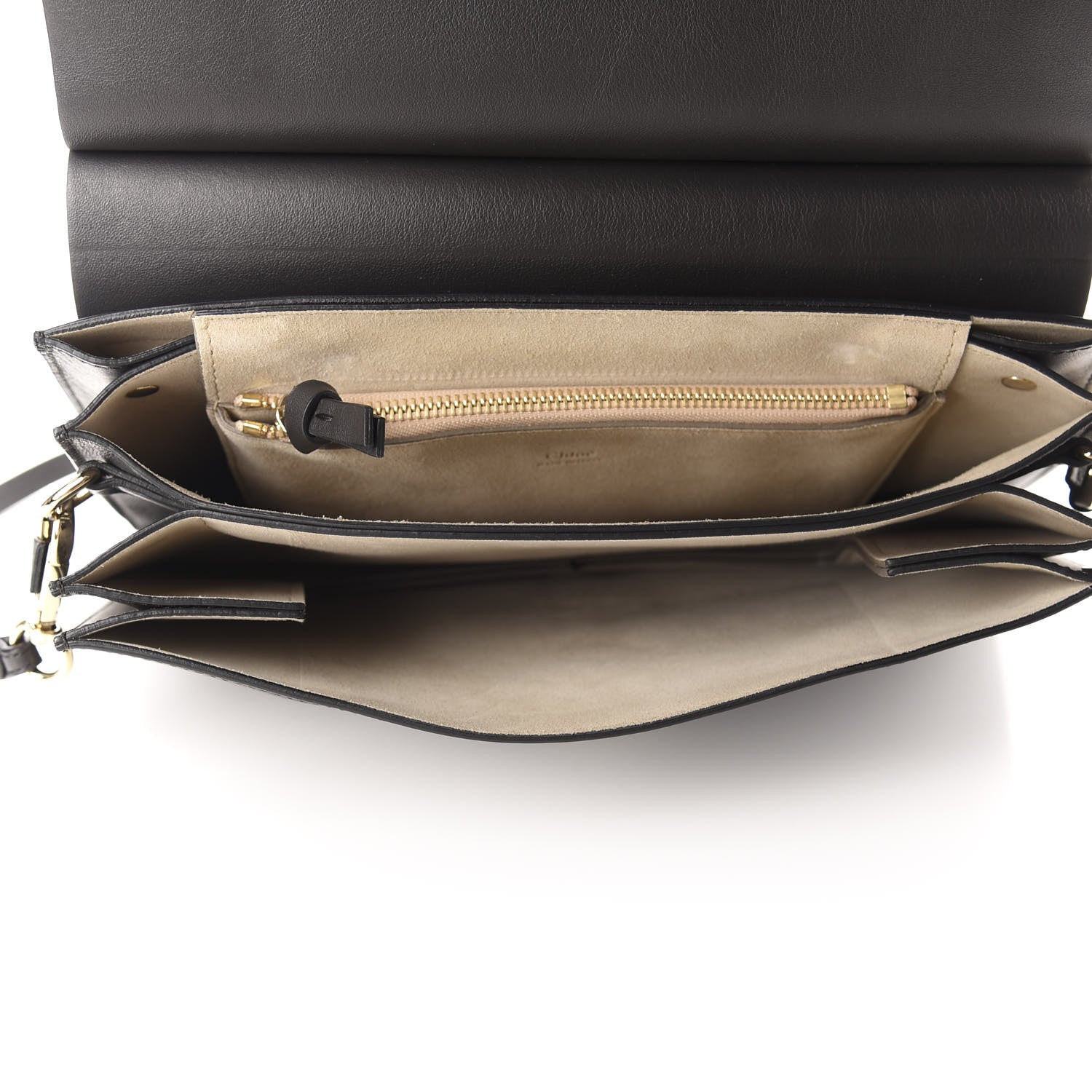 Chloe Suede Calfskin Medium Faye Shoulder Bag Carbon Grey 5 of 10