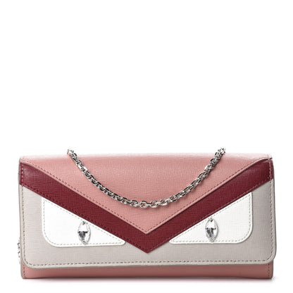 Fendi Vitello Elite Crystal Eye Monster Continental Wallet on Chain Grigio Polvere Ribes Multicolor 1 of 10