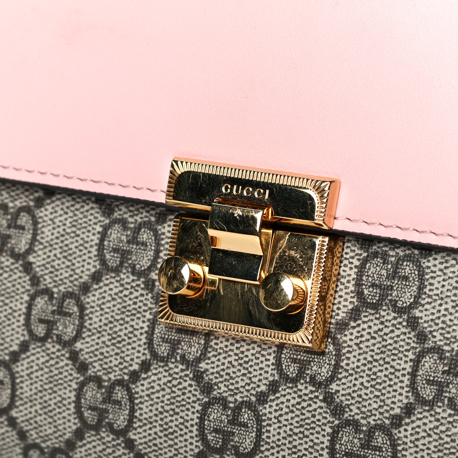 Gucci GG Supreme Monogram Calfskin Padlock Clutch Beige Perfect Pink 6 of 7