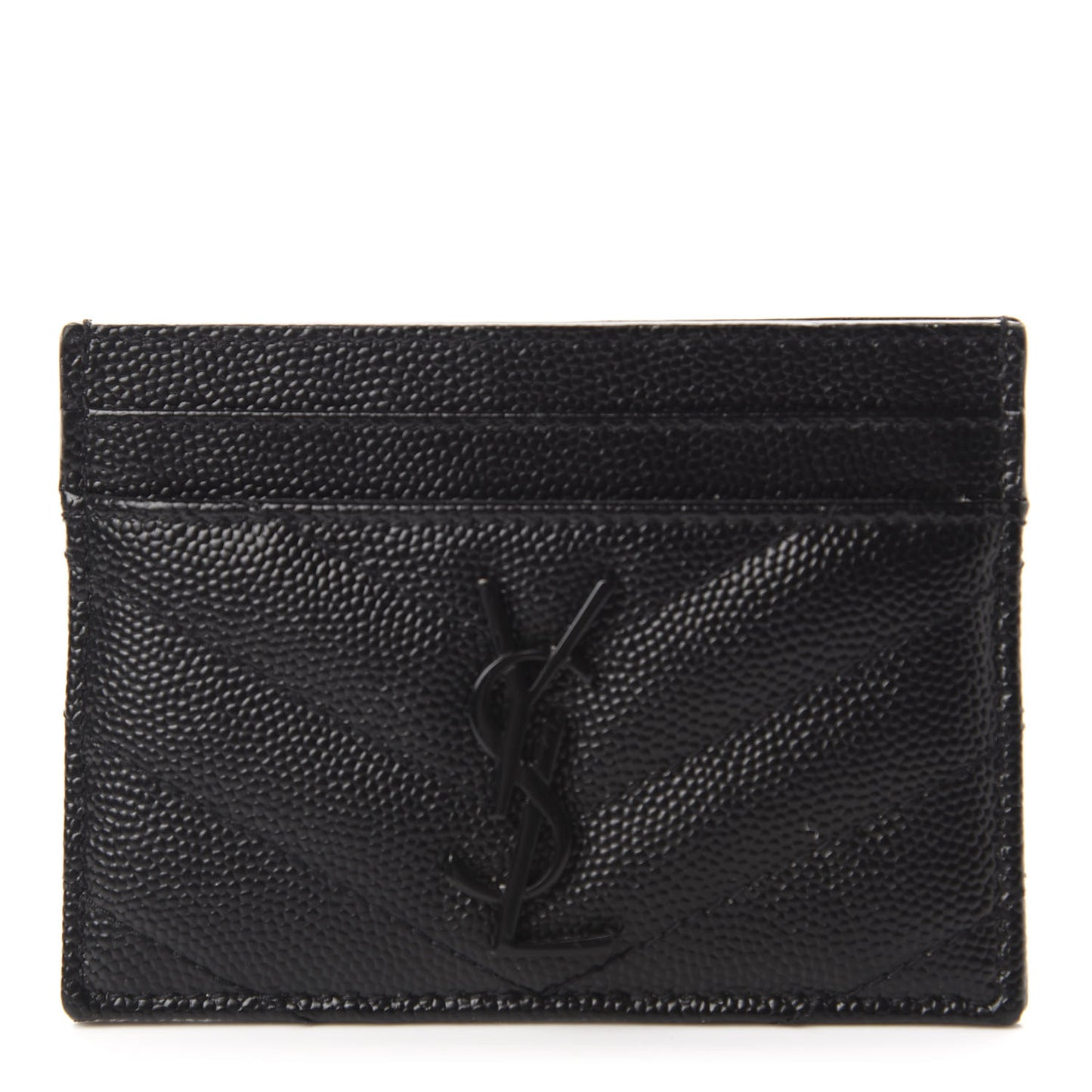 Grain De Poudre Matelasse Chevron Monogram Credit Card Case Black