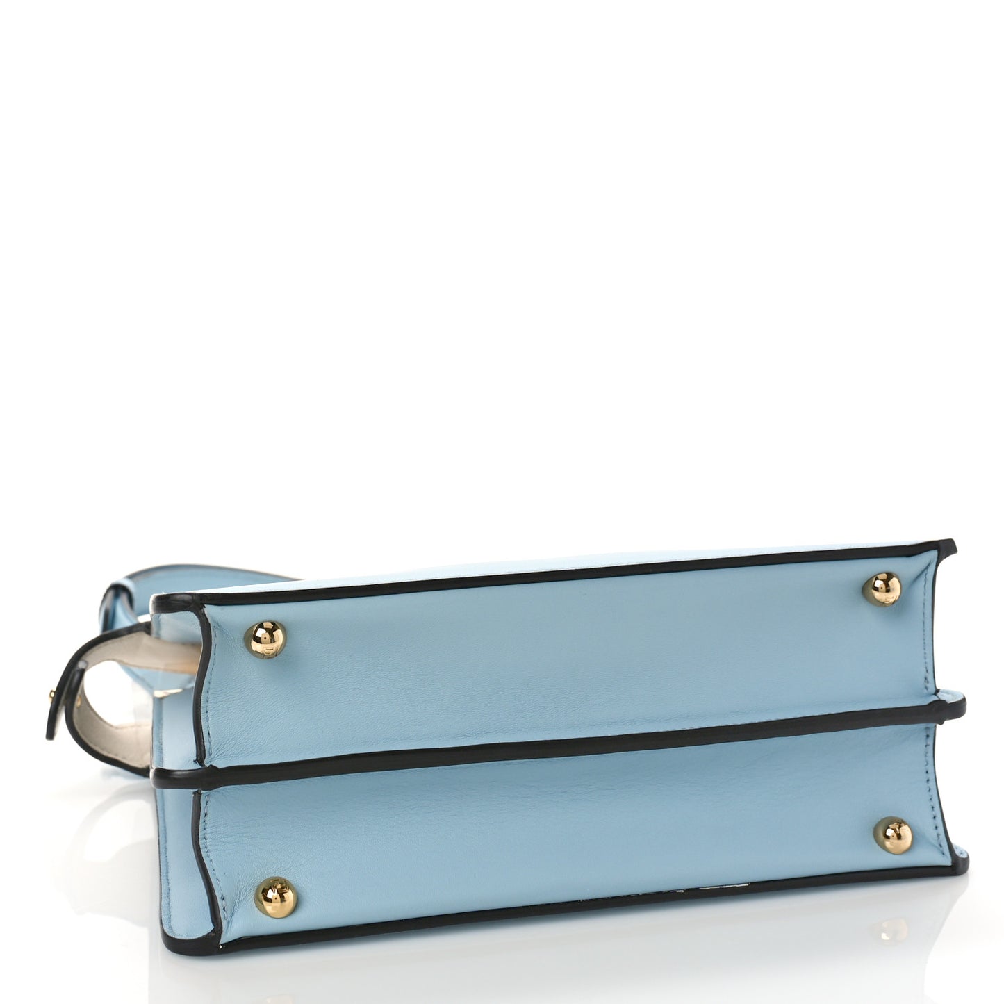 Vitello Seta Shiny Nappa Small Peekaboo I SEE U Satchel Azzurro Baby Camelia
