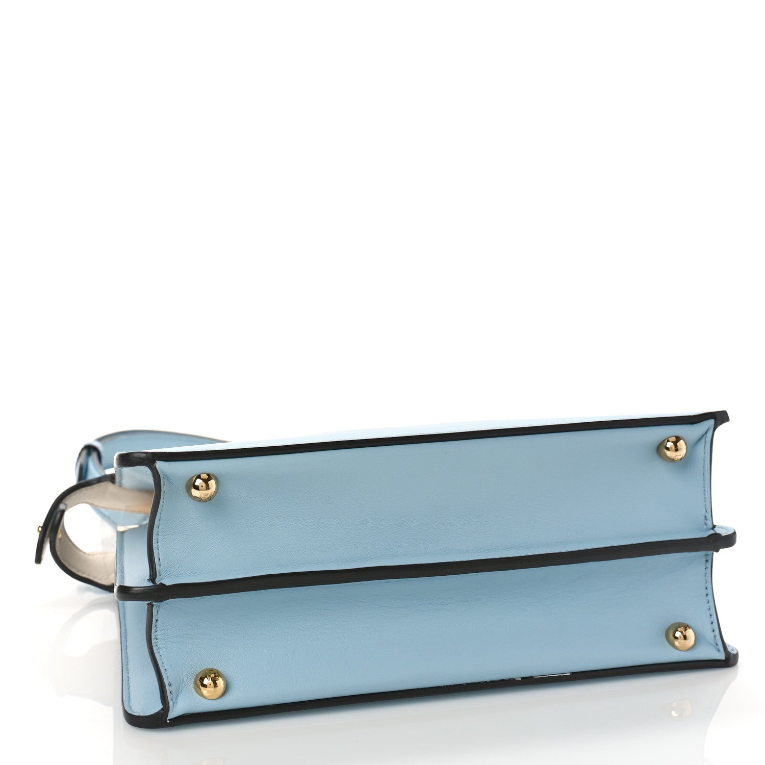 Fendi Vitello Seta Shiny Nappa Small Peekaboo I SEE U Satchel Azzurro Baby Camelia 4 of 9