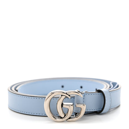 Gucci Moon Calfskin Palladium Double G 20mm Belt 85 34 Porcelain Light Blue 1 of 7