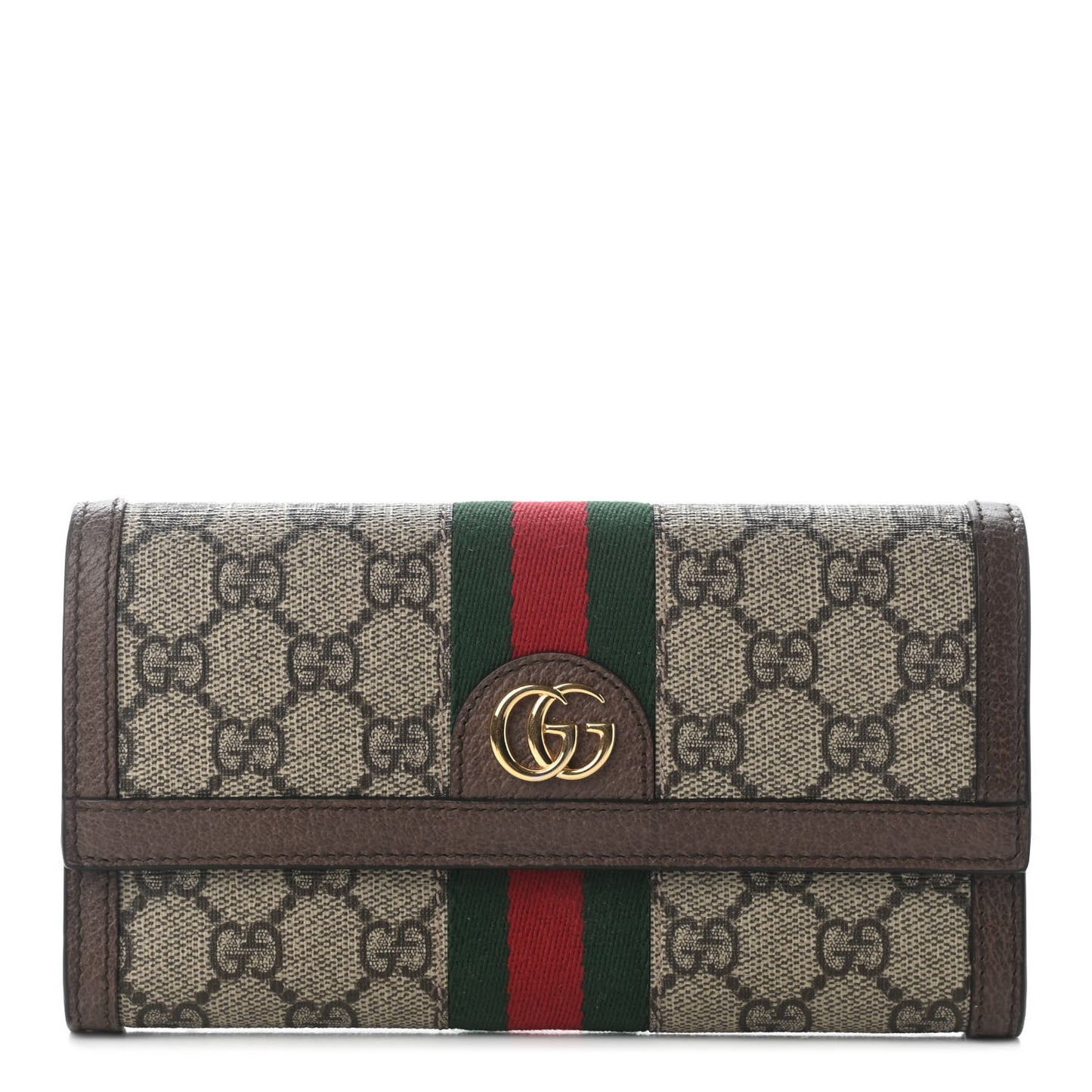 GG Supreme Monogram Web Ophidia Continental Wallet Brown