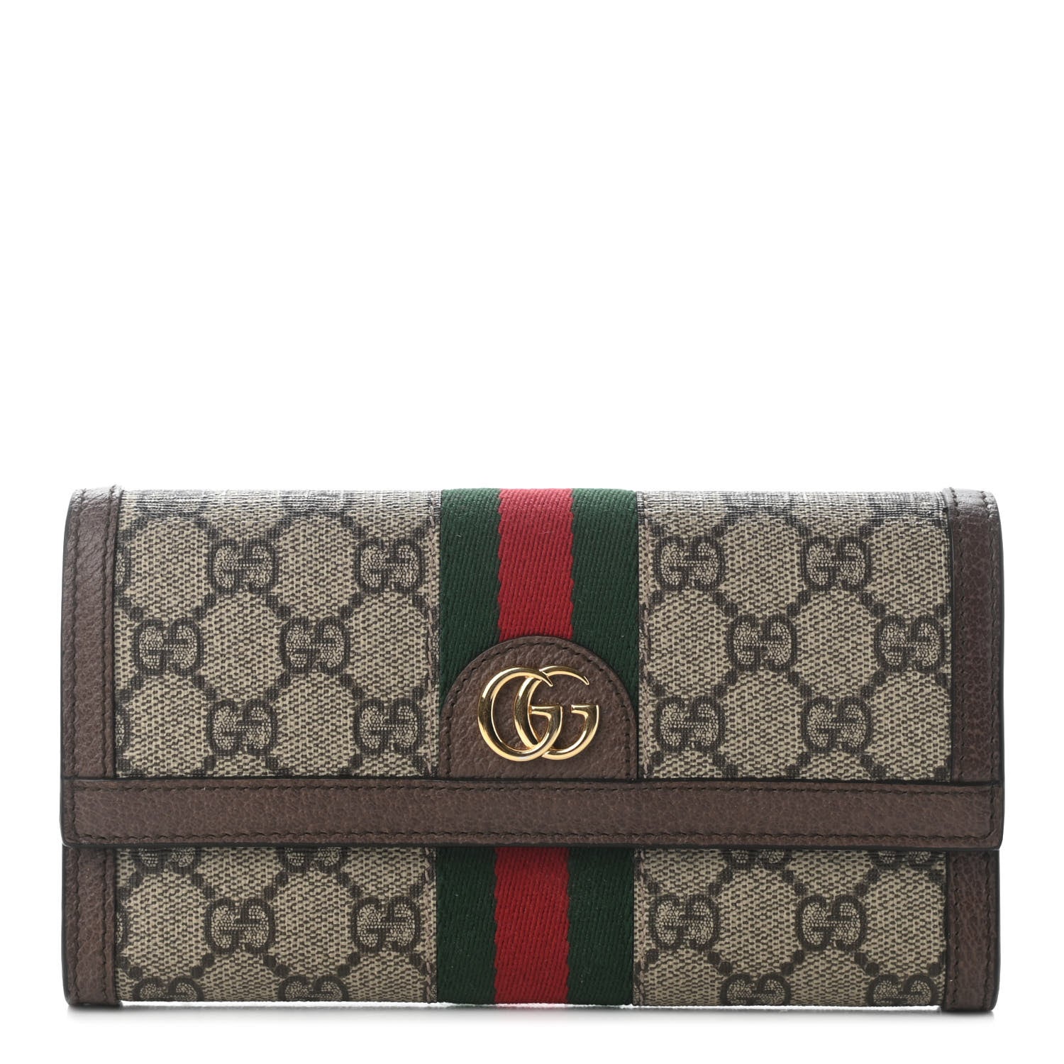 Gucci GG Supreme Monogram Web Ophidia Continental Wallet Brown 1 of 7