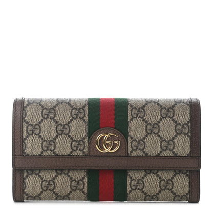 Gucci GG Supreme Monogram Web Ophidia Continental Wallet Brown 1 of 7