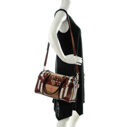 Burberry House Check Bridle Calfskin Medium Alchester Bowling Bag Dark Tan 2 of 8