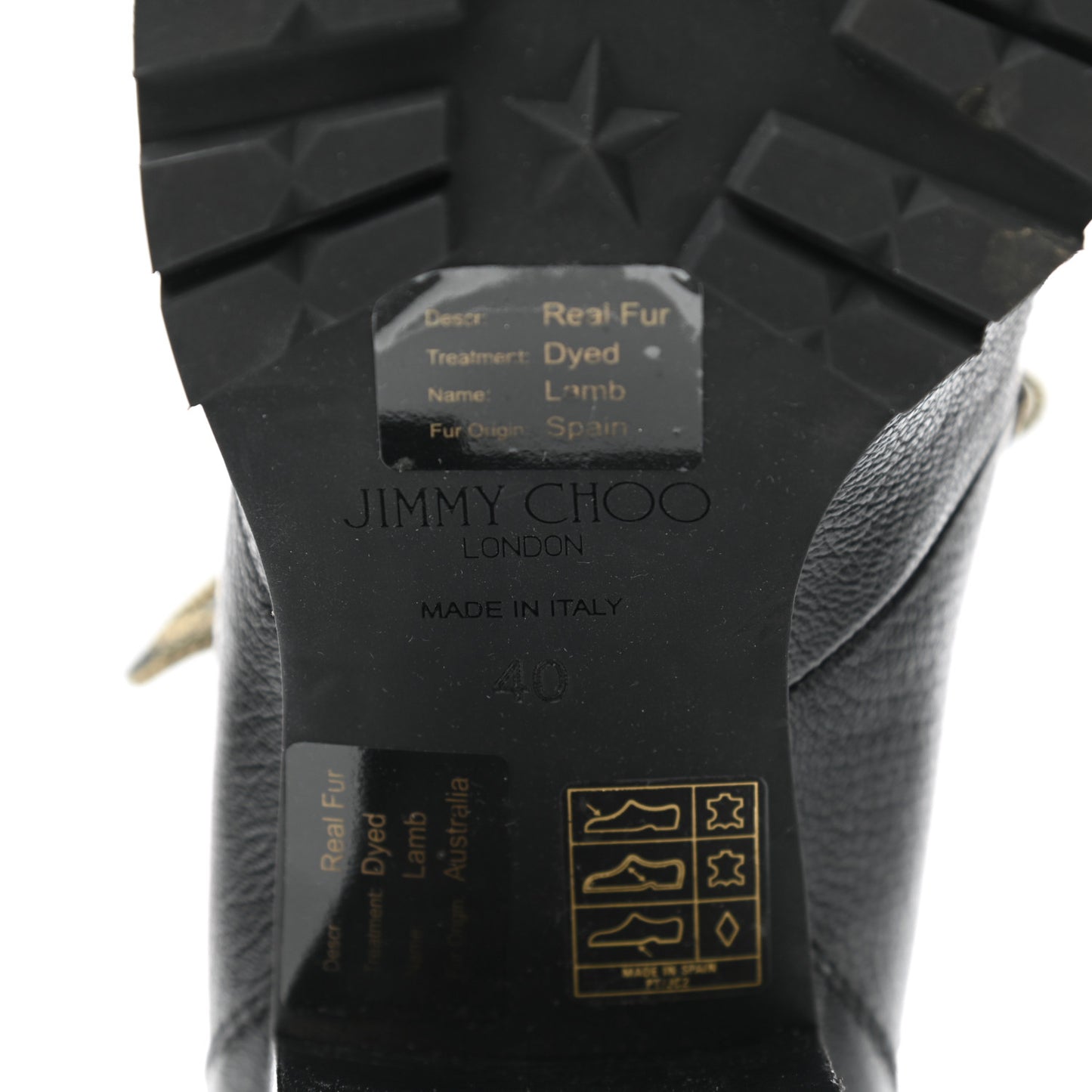 Grainy Calfskin Shearling Hillary 65 Boots 40 Black