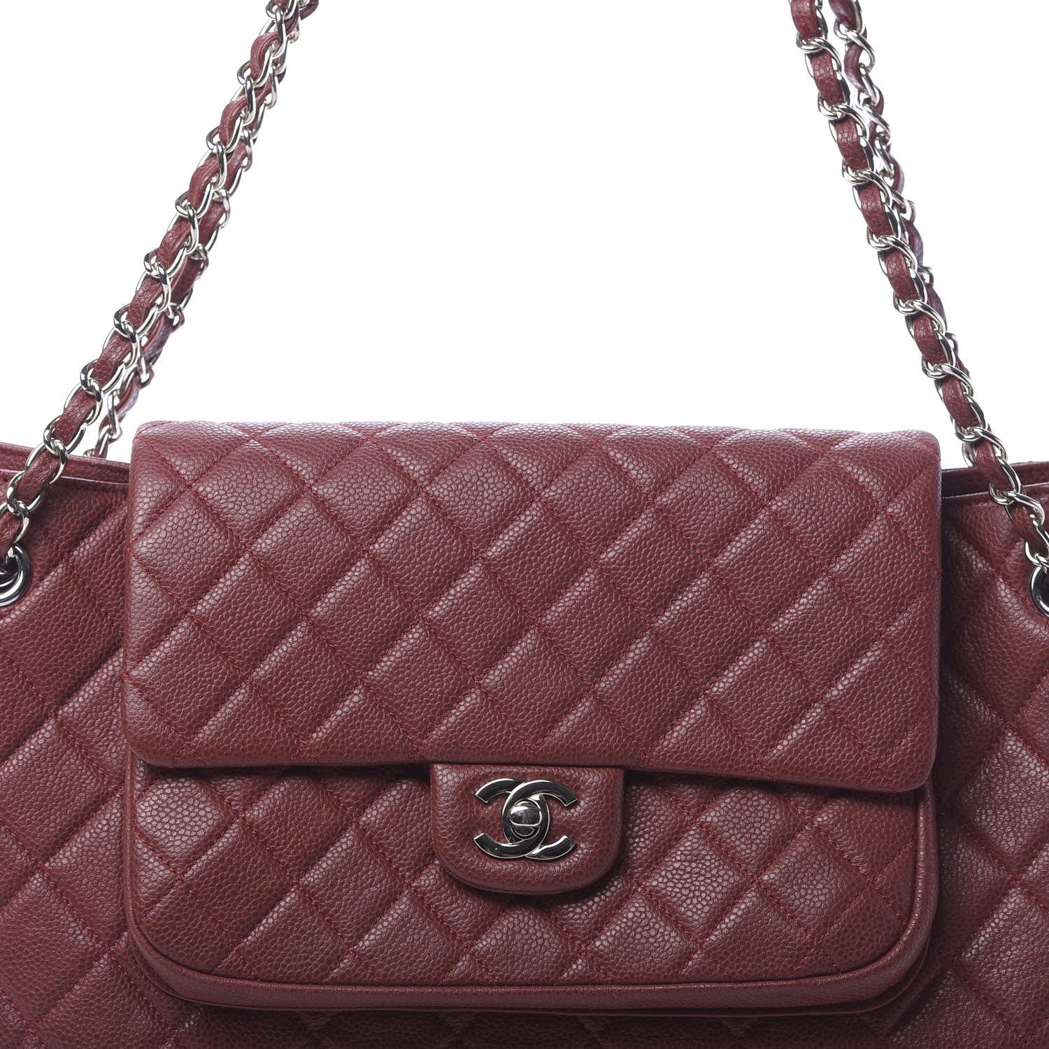 Chanel Caviar Quilted Flap Tote Red 9 of 12