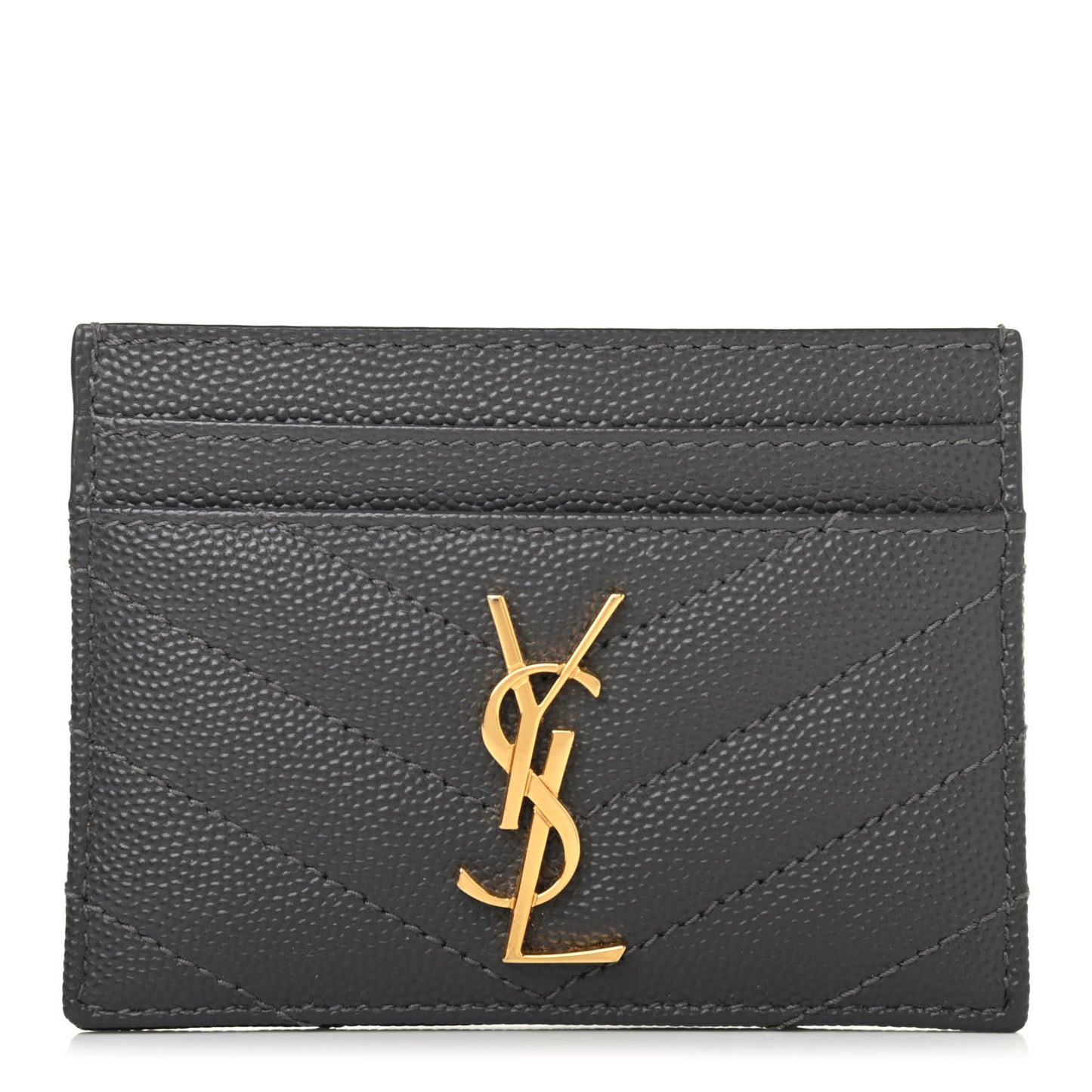 Grain De Poudre Matelasse Chevron Monogram Credit Card Case Storm
