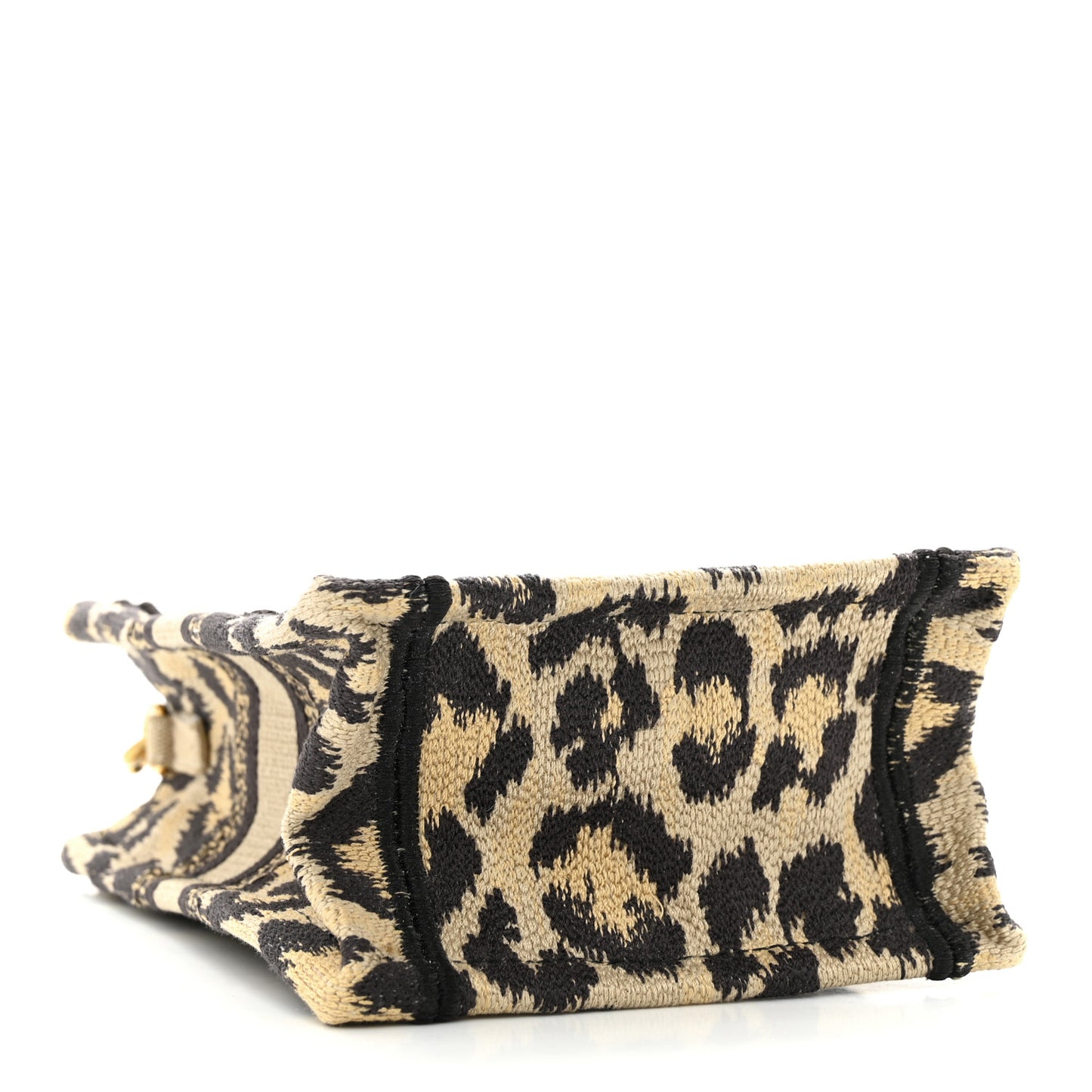 Canvas Mizza Embroidered Mini Book Tote Phone Bag Beige