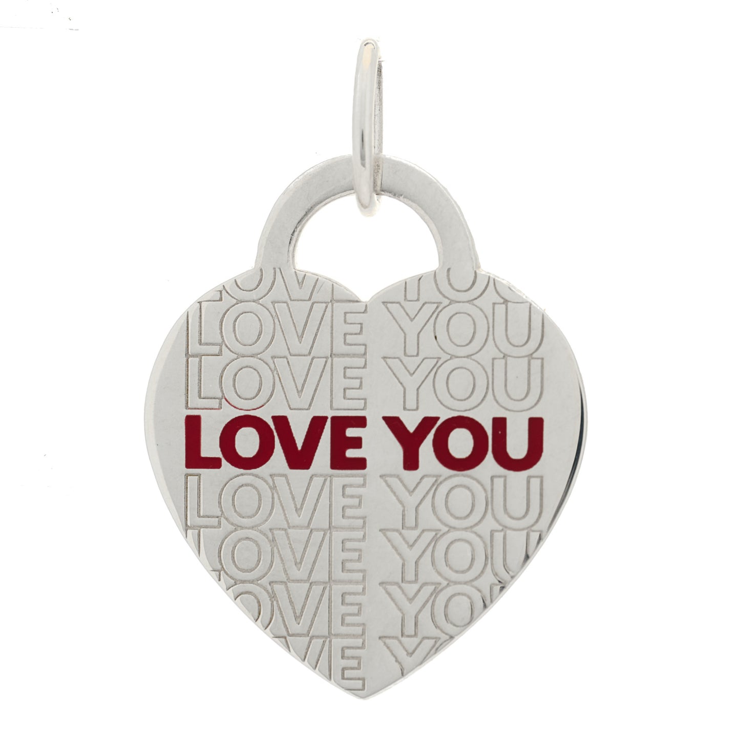 Sterling Silver Enamel LOVE YOU Heart Charm Red