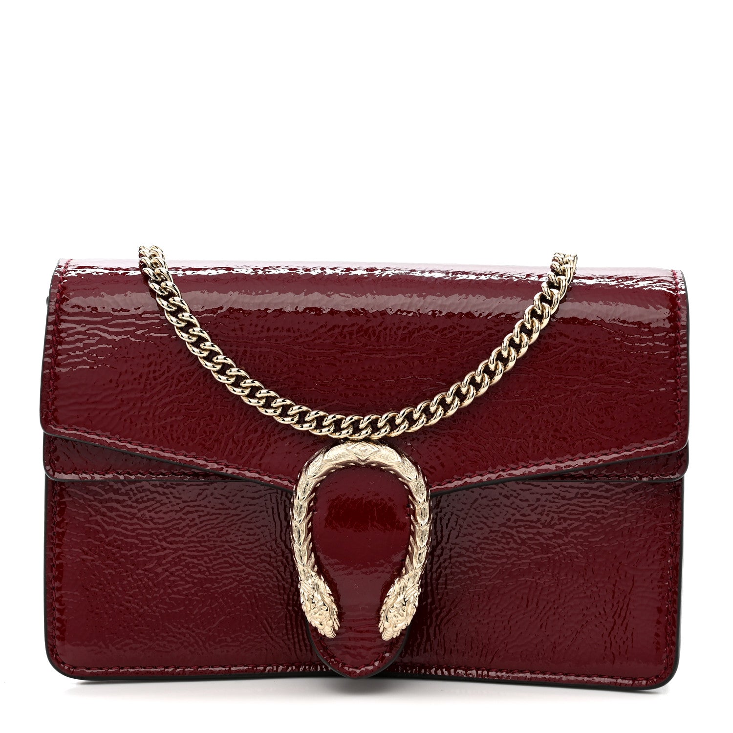 Gucci Crinkled Patent Mini Dionysus Shoulder Bag Rosso Ancora Red