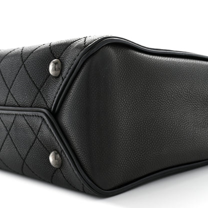 Chanel Calfskin Stitched Hamptons Tote Black 10 of 15