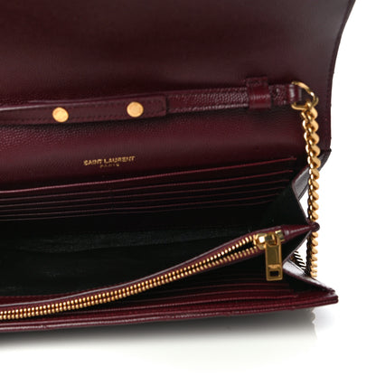 Saint Laurent Grain De Poudre Matelasse Chevron Monogram Chain Wallet Rouge Legion 5 of 11