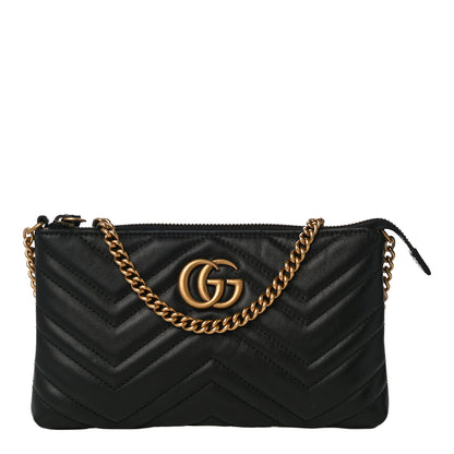Gucci Calfskin Matelasse Mini GG Marmont Chain Bag Black 1 of 9