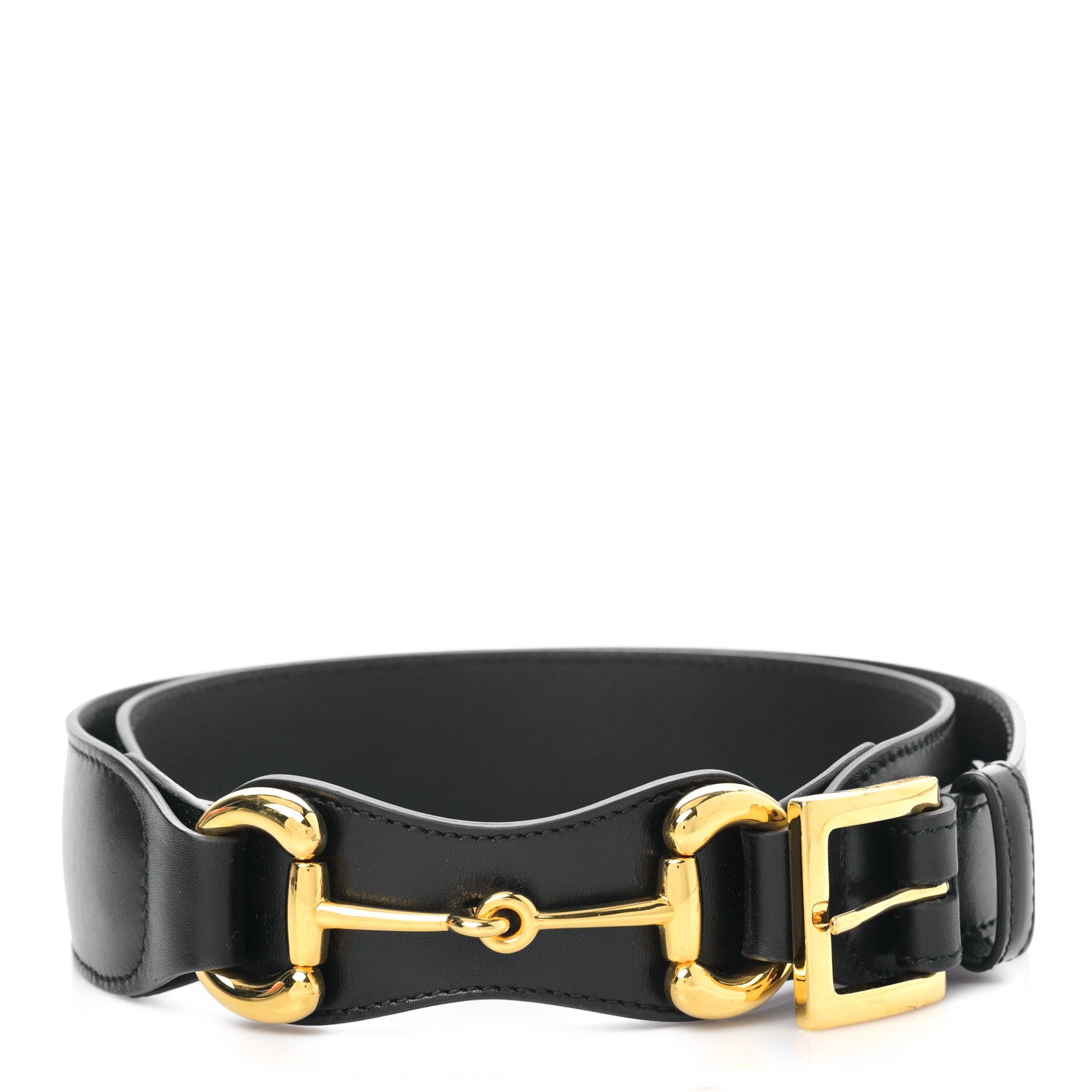 Gucci Efesto Leather Horsebit 25mm Belt 85 34 Black 1 of 5