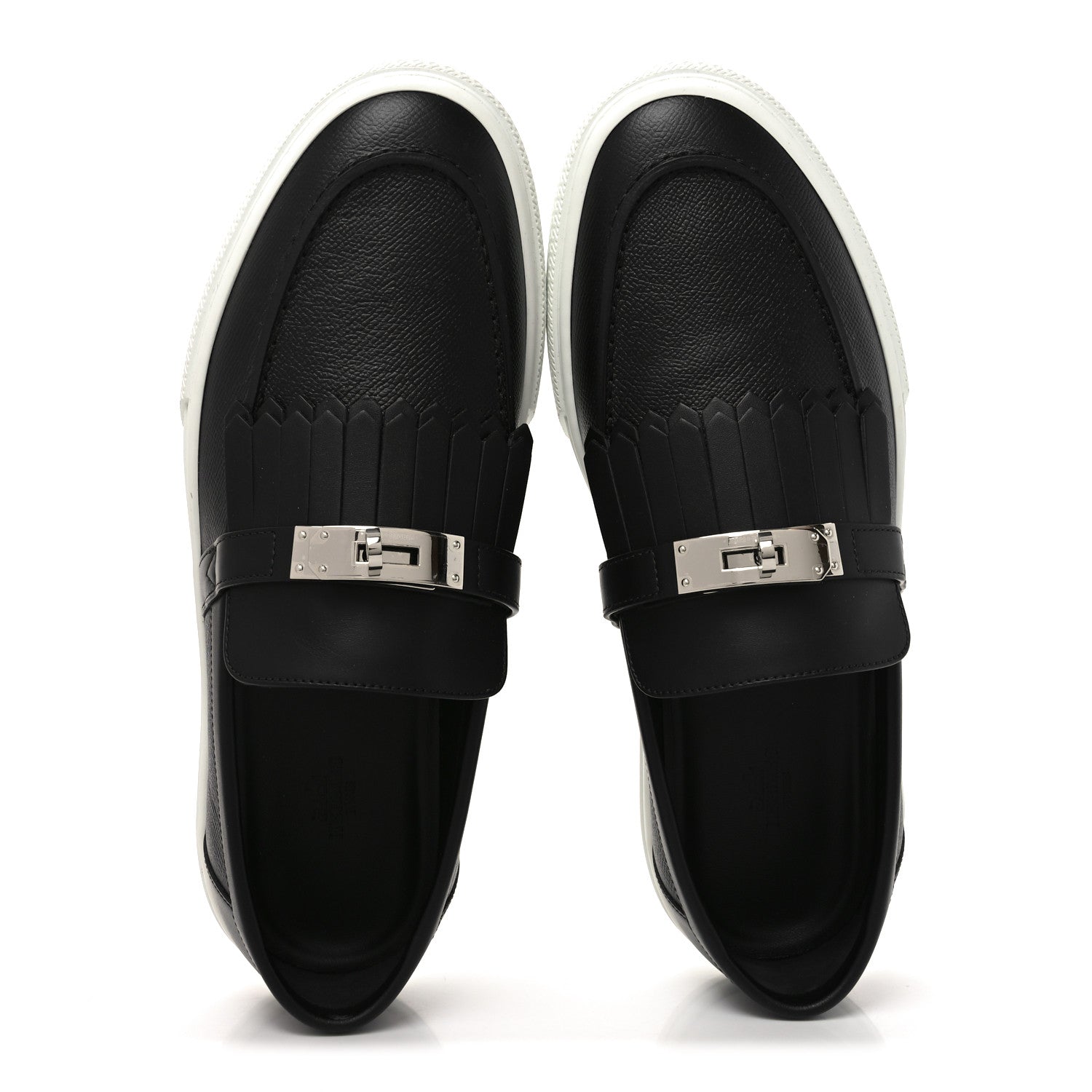 Hermes Epsom Calfskin Mens Game Slip On Fringe Sneakers 44.5 Black 2 of 8