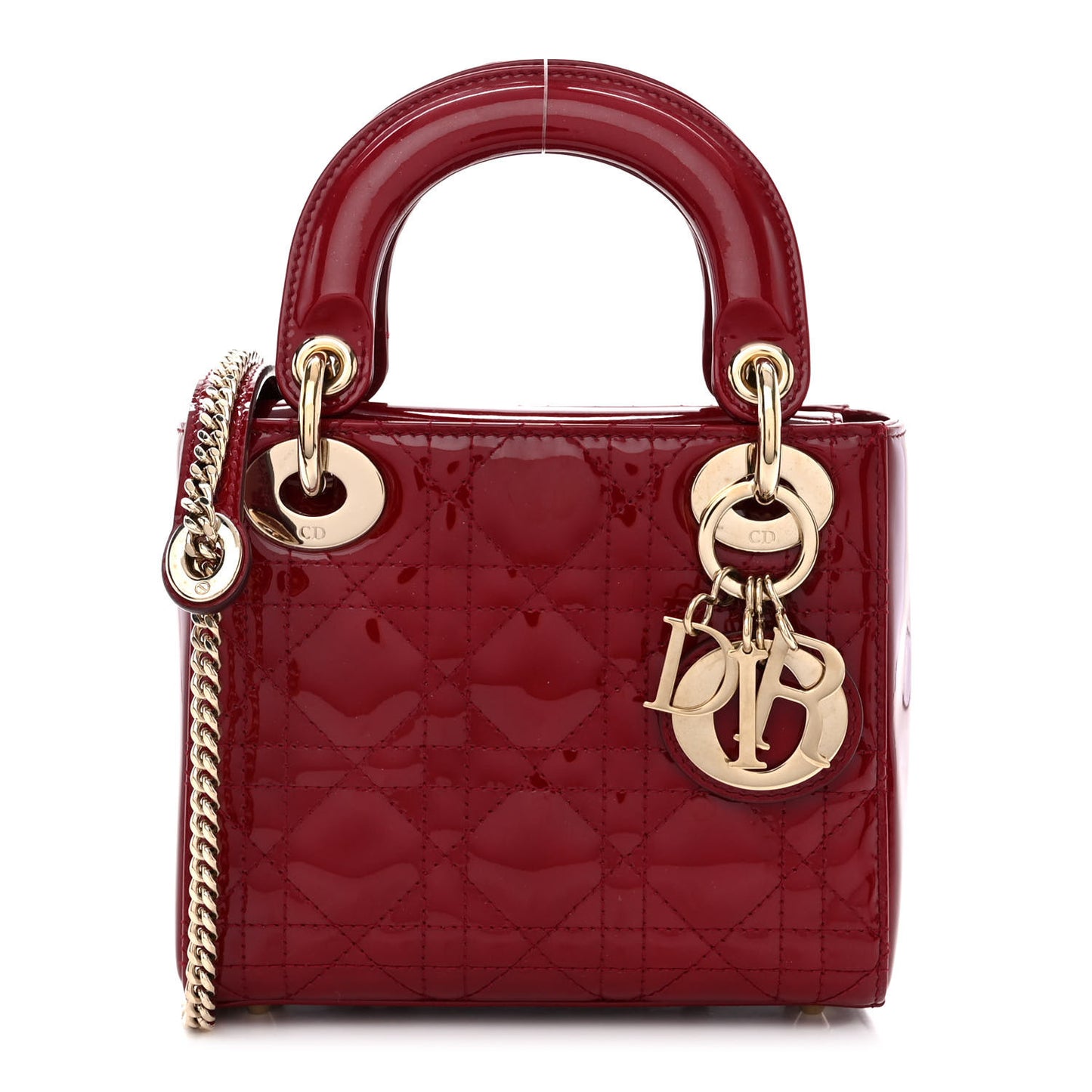 Patent Cannage Mini Lady Dior Red