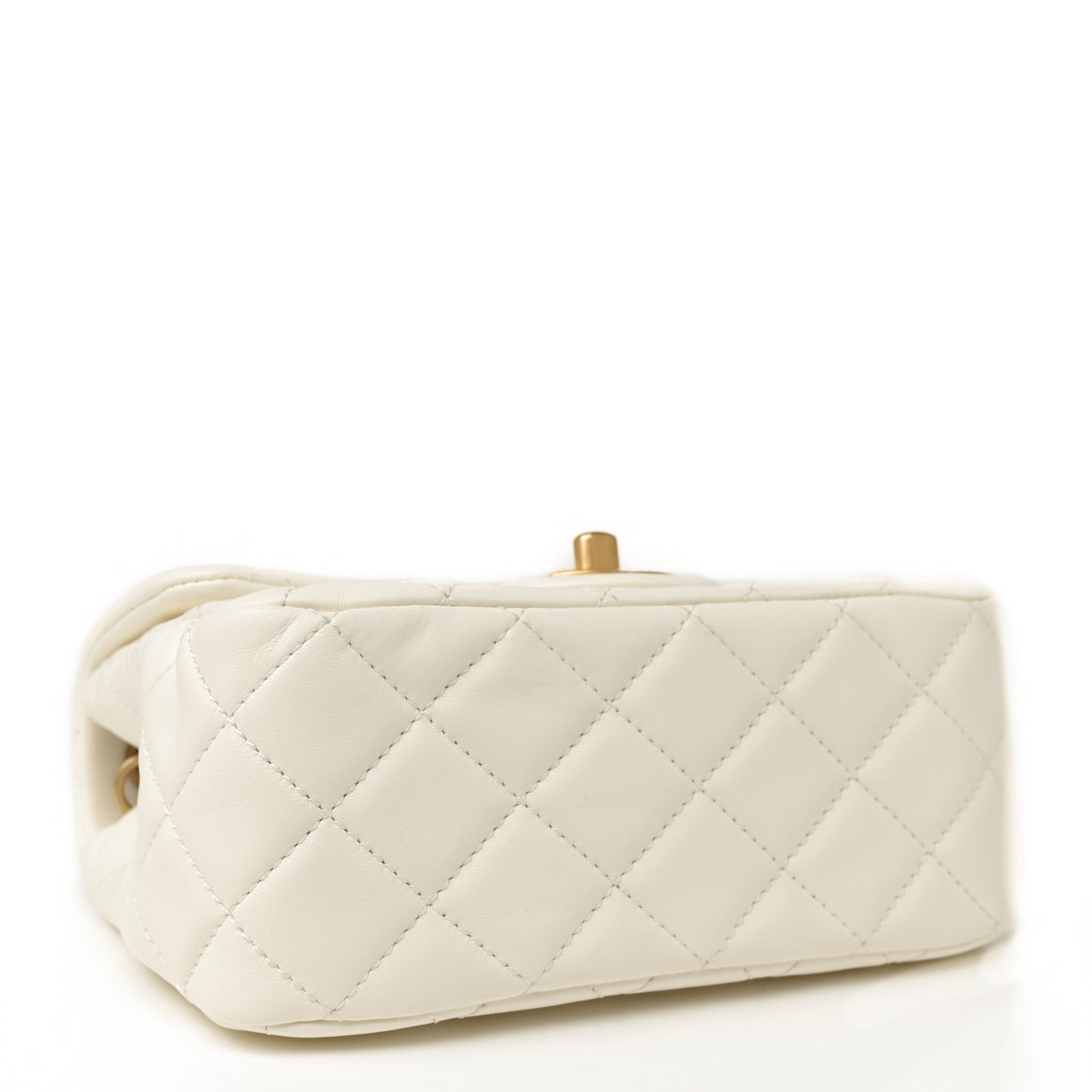 Lambskin Quilted Mini Pearl Crush Flap White