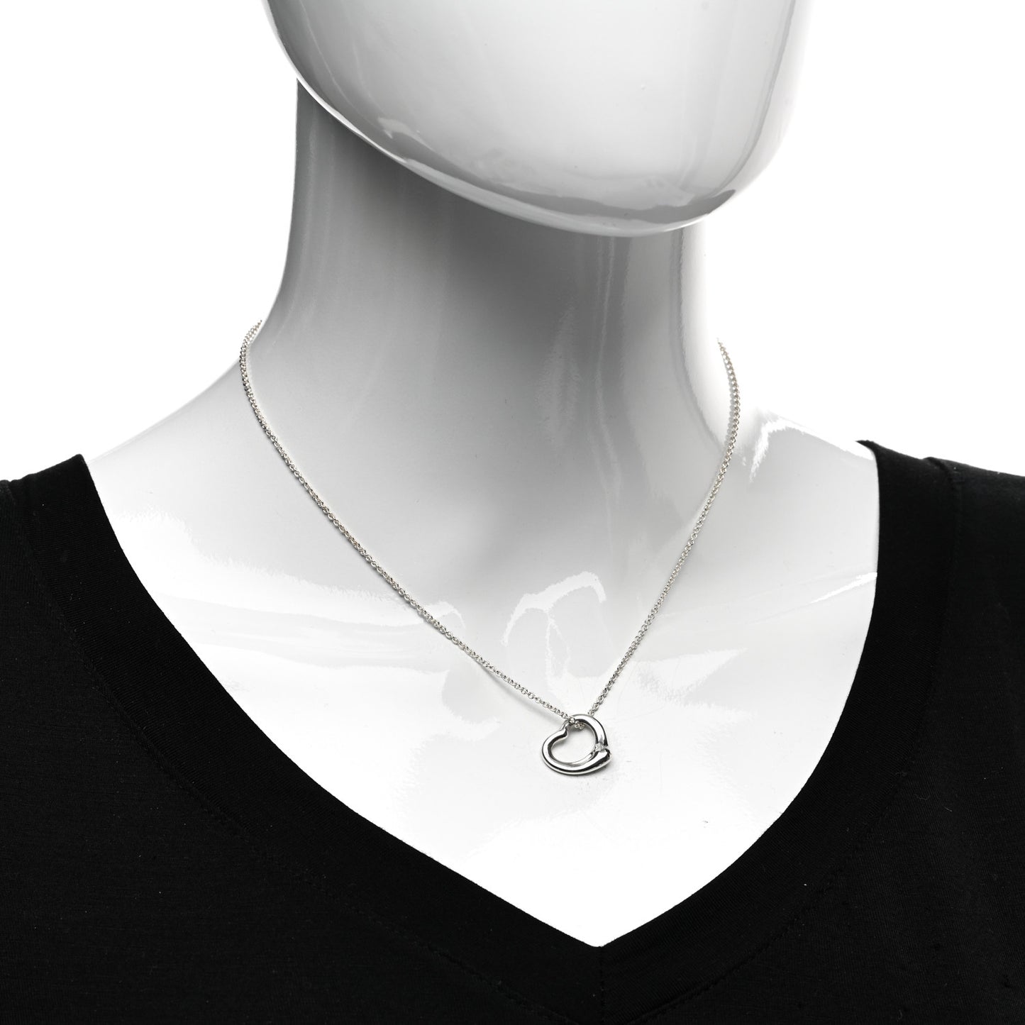 Sterling Silver 16mm Elsa Peretti Open Heart Pendant Necklace