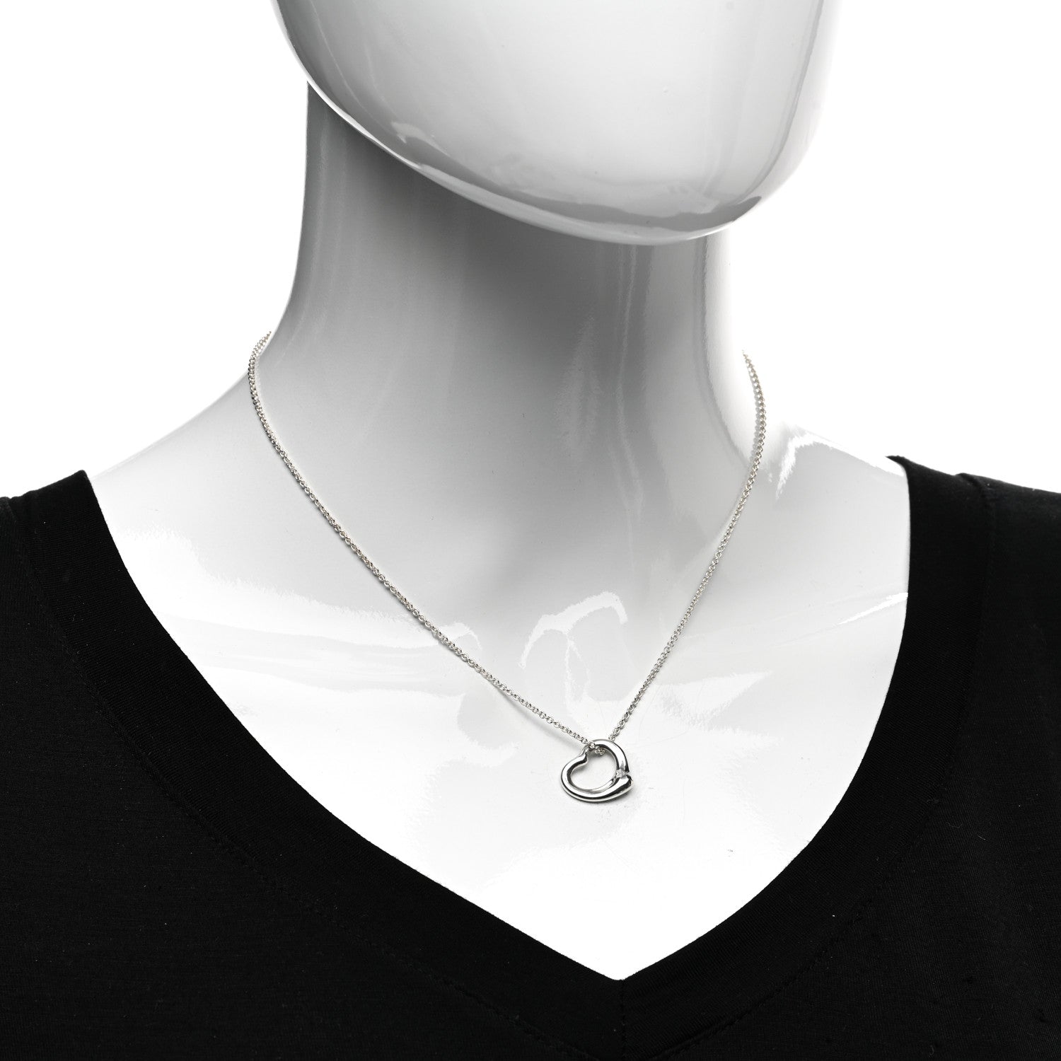 Tiffany Sterling Silver 16mm Elsa Peretti Open Heart Pendant Necklace 2 of 4