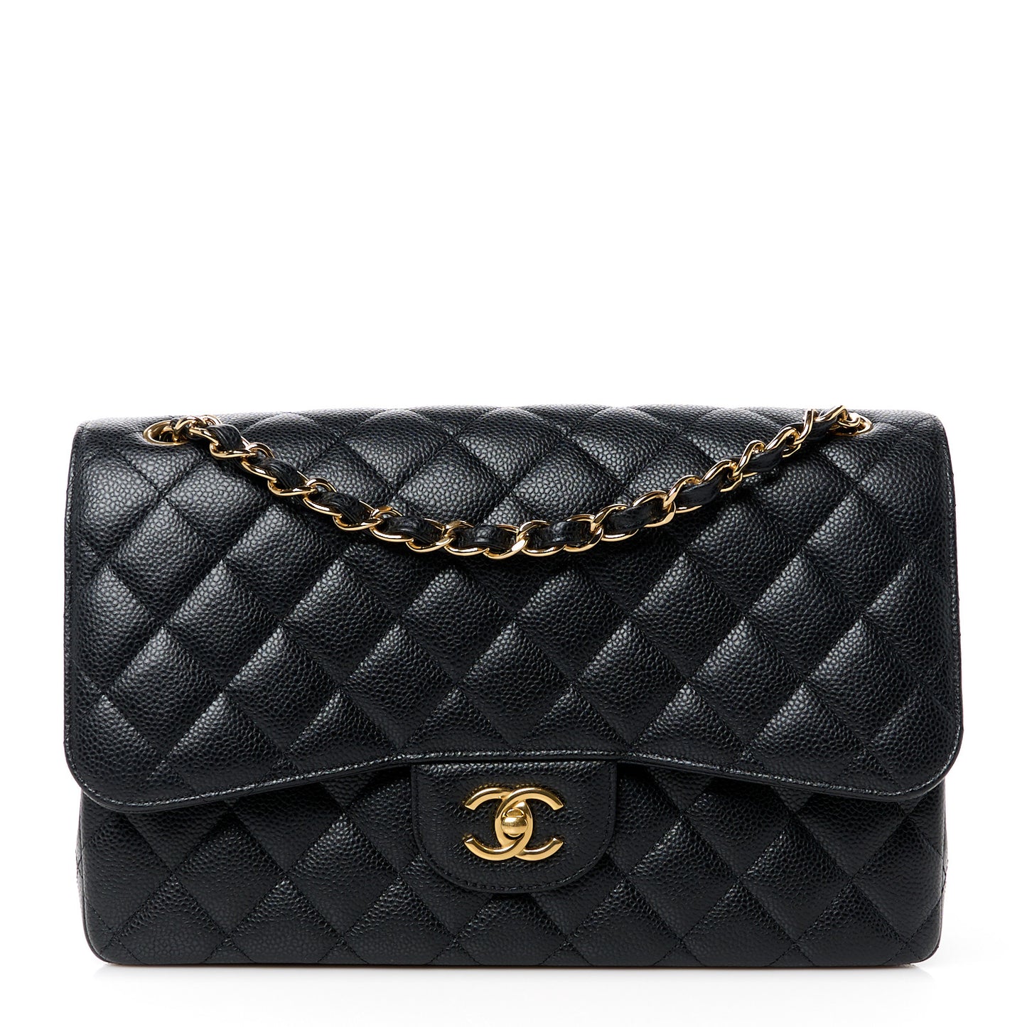 Caviar Quilted Jumbo Double Flap Black