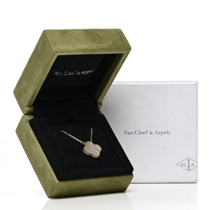 Van Cleef & Arpels 18K Yellow Gold Mother of Pearl Vintage Alhambra Pendant Necklace 6 of 6