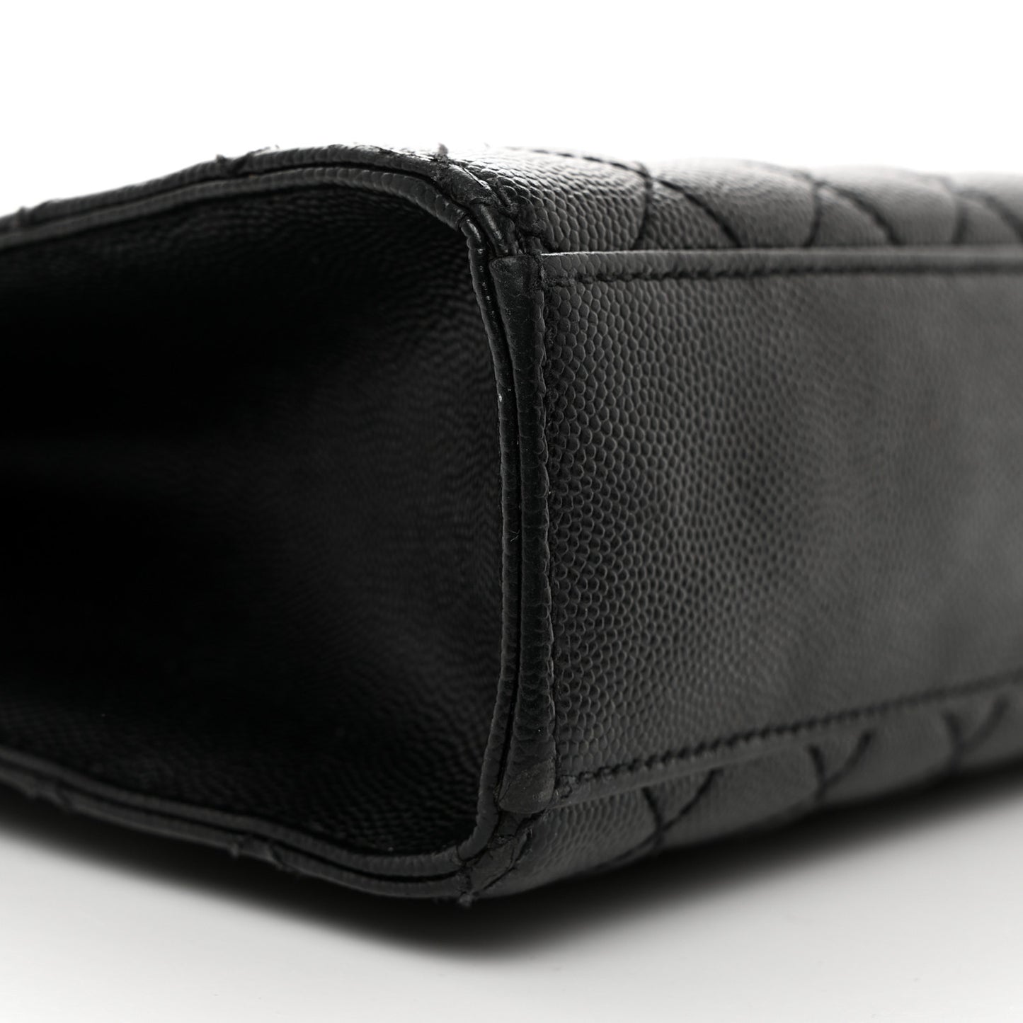 Grain De Poudre Textured Mixed Matelasse Large Triquilt Monogram Monochrome Satchel Black