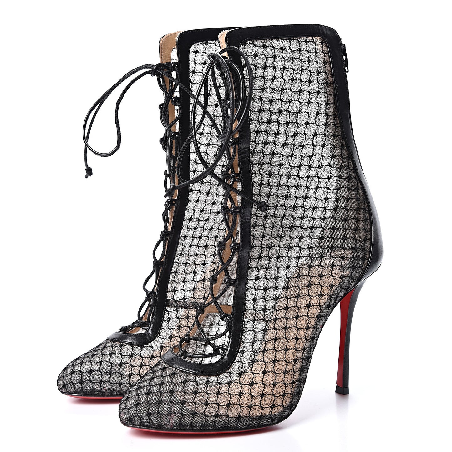 Nappa Fishnet Lace Hotero 100 Ankle Boots 37.5 Black