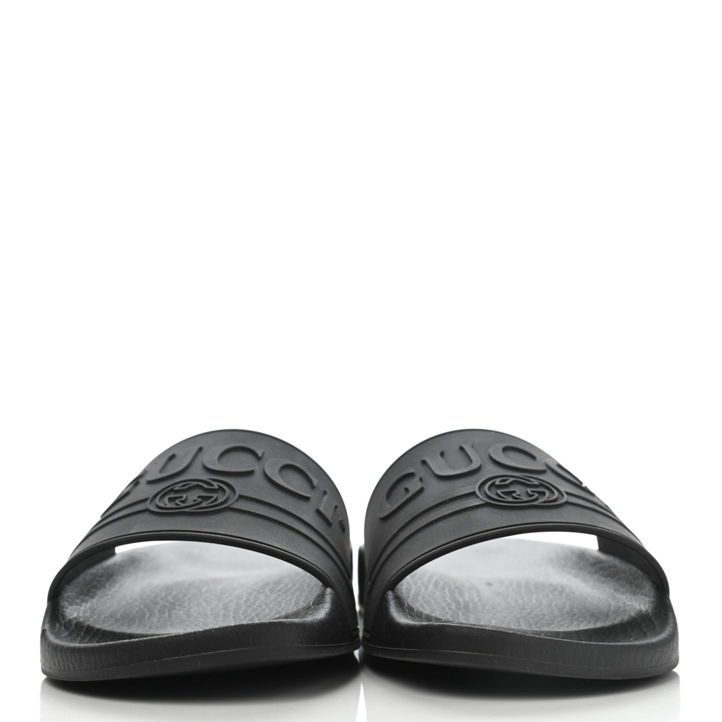 Rubber Logo Stamped Mens Slide Sandals 41 Black