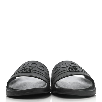 Gucci Rubber Logo Stamped Mens Slide Sandals 41 Black 2 of 6
